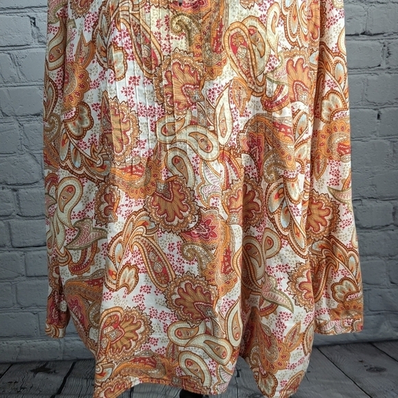 Charter Club Women's Long Sleeve paisley Print keyhole front Size 24w Top BBIN - Picture 7 of 10